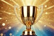 © Alena - A golden trophy sitting on a blue pedestal