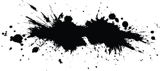 Aufkleber - Abstract black in splash, paint, brush strokes, stain grunge isolated on white background. Black stroke messy on a transparent background. Isolated black grunge brush strokes, 	
