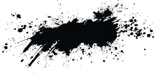 Aufkleber - Abstract black in splash, paint, brush strokes, stain grunge isolated on white background. Black stroke messy on a transparent background. Isolated black grunge brush strokes, 	
