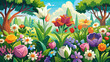© williamnoah - Various spring flower bushes bloom vibrantly outdoors, surrounded by colorful flowers and fresh grass. This lively garden scene captures the essence of renewal, nature’s charm, and seasonal beauty.