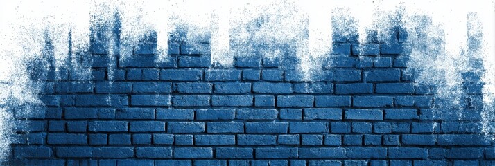 Fototapete - Brick Texture Blending Into Blueprint With a Central Fade Effect Creating a Unique Visual Contrast