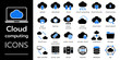 © Natawut - Cloud computing web icons. Cloud technology, security, data center, connection network, service, database, collection. Solid vector icons collection