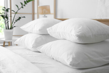 Wall Mural - Soft white pillows on bed in light room