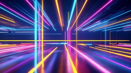 Wall Mural - dynamic abstract neon lines animation with vibrant colours