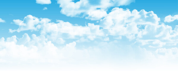 Wall Mural - the vast blue sky and clouds sky. serene blue sky with fluffy white clouds heavenly summer day backg