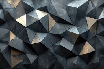 Poster - Textured geometric wall with angular shapes and varying shades of blue in an indoor setting during daylight