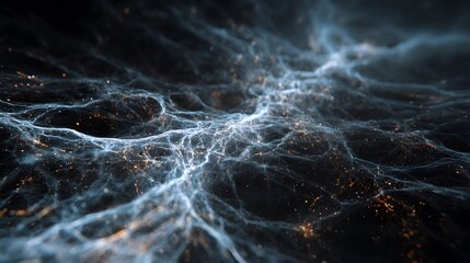 Wall Mural - abstract ethereal landscape of interconnected networks with light and dark interplay and intricate d