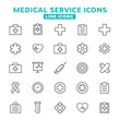 © Ahmed - Set of Medical and Healthcare web icons in line style. Medicine, check up, doctor, dentistry, pharmacy, lab, scientific discovery, collection. Vector illustration.