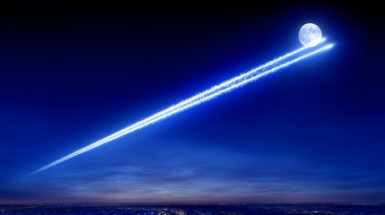 Wall Mural - celestial trail and moonlit night - serene night scene, moon, bright trail, cosmic journey, peaceful