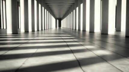 Architectural corridor with light and shadow pattern
