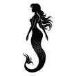 © Shahanur - Mermaid black silhouette of simple minimal vector