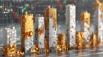 Wall Mural - advanced blockchain audited golden ratio cluster visualizer icon for financial market analysis and i