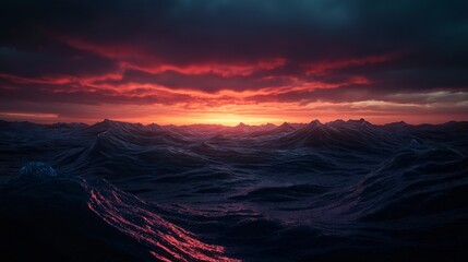 Poster - abstract background storm at sea at sunset