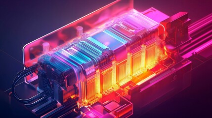 Wall Mural - computer chip with a car inside