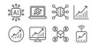 © Александр Михайлюк - Line style icons of crypto forecasts: AI-based price prediction, machine learning forecast engine, neural network model icon, algorithmic prediction chart, data science forecast badge, predictive
