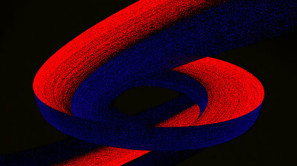 Wall Mural - Two neon rings of red and blue light spin and twist on a dark background, creating streaks of light across the surface. dynamic motion. Illustration