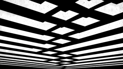 Wall Mural - 3d brutalism grid illustration, monochromatic black and white retro poster background. shape spacing