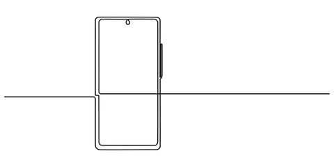 Smart phone icon continuous one line drawing with  isolate simple outline vector illustration, One continuous line drawing of smartphone vector illustration. Cellular phone monoline design. Technology