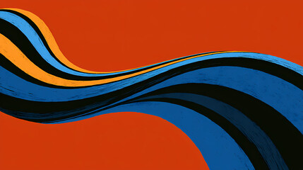 Wall Mural - Abstract wave design, intricate overlapping lines, vibrant flat colors, modern aesthetic, dynamic visual flow, harmonious composition, contemporary art. flat rhythm. Illustration