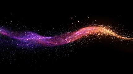 Wall Mural - Colorful, swirling digital line of energy, glitter trail effect on a clean background.