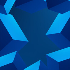 Wall Mural - 3d cube shape blue abstract minimalist background