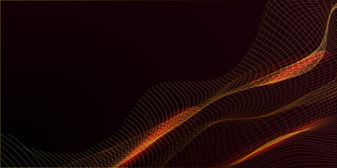 Fototapete - gold Technology Background, Abstract gradient wave. Big data. Futuristic vector illustration. Stylish golden wavy pattern design wave background for website, banner, technology, marketing, wallpaper.	