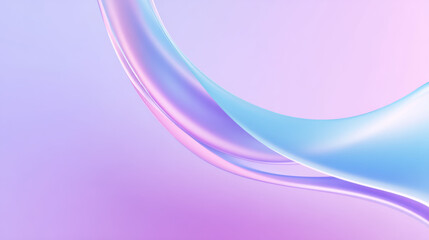 Fototapete - Abstract and visually captivating illustration of a flowing iridescent ribbon or wave in shades of blue, pink, and purple against a gradient background.