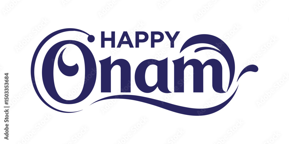 Happy Onam Festival Typography Design for Kerala Celebration . Stock