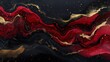 © azi - Abstract swirling dark red and black marbled design with gold flecks