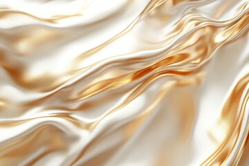 Fototapete - Shimmering waves of golden fabric creating a luxurious texture under soft lighting in a studio setting