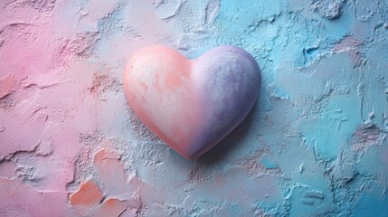 Poster - Colorful heart-shaped decoration on textured pastel background creates a charming visual display for artistic inspiration or romantic occasions