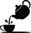 © MOHAMMAD - Black and white vector illustration of teapot pouring tea into a teacup