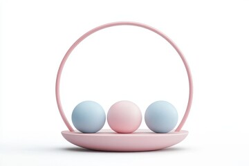Poster - Modern decorative arrangement featuring pastel spheres in a minimalistic design on a sleek circular display