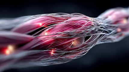 Wall Mural - close up view of hamstring tear muscular fiber separation medical diagram style in high definition