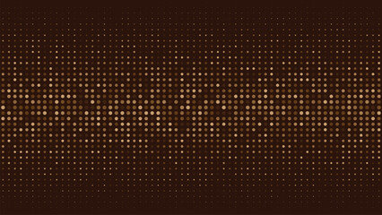 Poster - Geometric and abstract design with circular dots in varying sizes and shades of brown on a dark background. Gradient effect adds depth and dimension to the pattern, creating a subtle vintage vibe