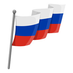 russian flag flying with a flagpole. editable and scalable vector illustration eps file, suitable fo