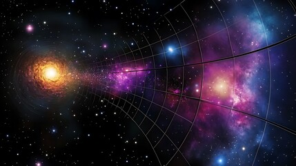 Wall Mural - cosmic depiction of an expanding universe with galaxies accelerating outward in all directions drive