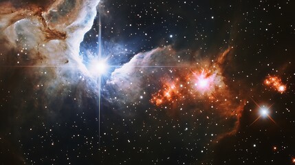 Wall Mural - cosmic rendering of stellar explosions and supernovae illuminating the intergalactic medium with bur