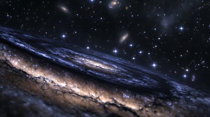 Wall Mural - deep space visualization of dark galaxies hidden within the cosmic void surrounded by faint stars an