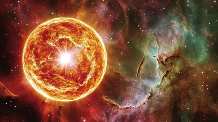 Wall Mural - scene of stellar collapse leading to the formation of a neutron star surrounded by a cosmic backdrop