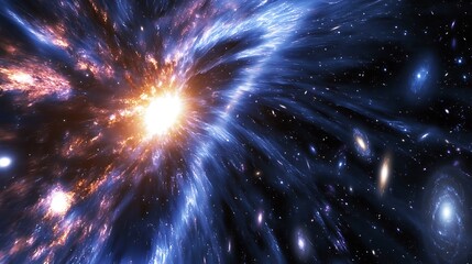 Wall Mural - scene of the universe's expanding edges with galaxies accelerating away propelled by dark energy int