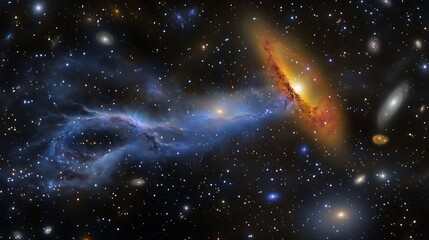 Wall Mural - serene image of the intergalactic medium with clouds of hydrogen and cosmic dust flowing between gal