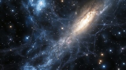 Wall Mural - serene view of light years of cosmic web structure showcasing the interconnection of galaxies and th