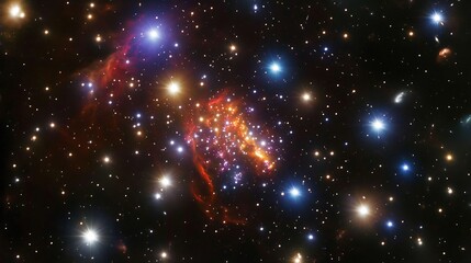 Wall Mural - stunning illustration of star clusters forming within stellar nurseries surrounded by colorful gas c