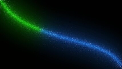 Wall Mural - curving seamless blue and green glitter line against black background slow motion