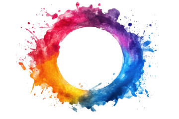 Fototapete - Colorful watercolor circular splash design with vibrant hues and transparent background for creative projects and artistic applications