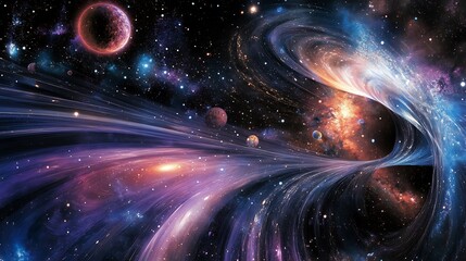 Wall Mural - visualization of the space time continuum where gravitational waves ripple and distort the fabric of