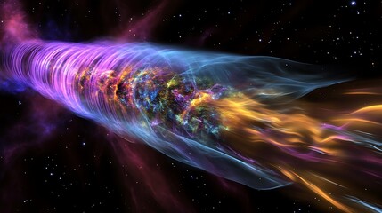 Wall Mural - artistic depiction of cosmic inflation where the early universe expands exponentially with vibrant e
