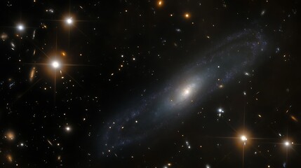 Wall Mural - artistic rendering of a dark galaxy barely illuminated by faint starlight shrouded in mystery within