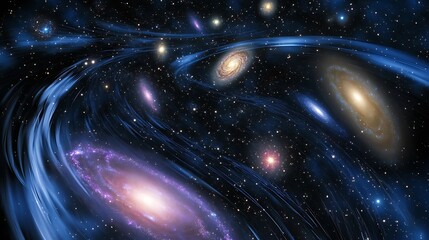 Wall Mural - artistic representation of cosmic perturbations with disturbances in the cosmic fabric causing shift